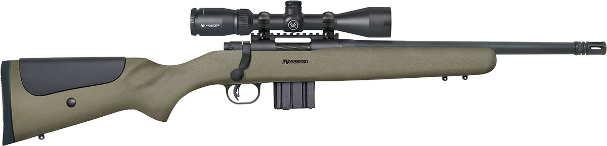 MOSSBERG MVP PATROL .300 AAC BLACKOUT 16.25IN BARREL MEDIUM BULL RIFLE SIGHTS 10RD MAGAZINE THREADED WITH A2 FLASH SUPPRESSOR OD GREEN STOCK WITH ADJUSTABLE CHEEK RISER AND VORTEX 3-9X40 SCOPE INSTALLED MATTE BLUE TALO 27706 - Taurus Savings